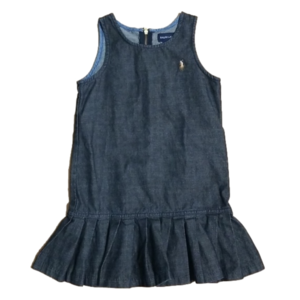 Ralph Lauren Denim Dress Sleeveless Rufflwd Gathered Hemline 4/4T